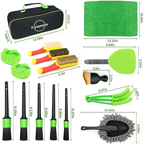 18Pcs Car Detailing Kit, Interior Car Cleaning Kit, Leather & Textile Car Interior Brush, Car Detailing Brush Set with Windshield Cleaning Tool Complete Car Interior Care Kit - Image 2