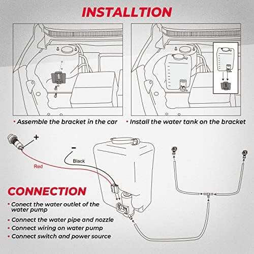 KEMIMOTO Universal Car Windshield Washer Pump Washer - Image 5