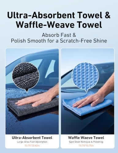 AstroAI 10pcs Car Windshield Cleaner Kit with 32" Extendable Handle - Image 5