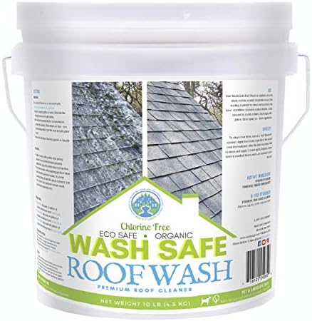 Wash Safe™ ROOF WASH Roof Cleaner, 10 lb. | Clear, Bleach-Free Concentrate | Clean Up to 10,000 sq. ft. of Asphalt, Wood, Slate and Ceramic Shingles or Tiles by Wash+Safe