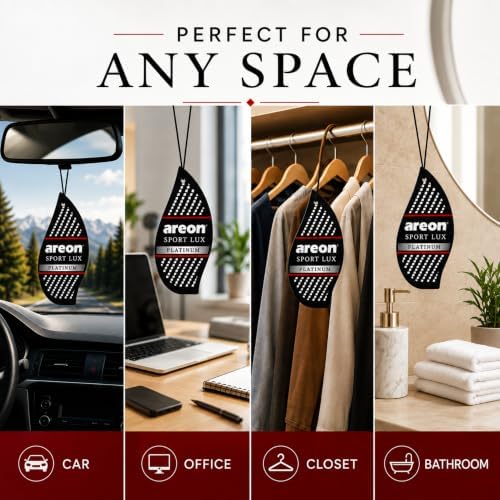 AREON Sport Lux PLATINUM Paper Hanging Car Air Freshener - Pack of 12 - Image 5
