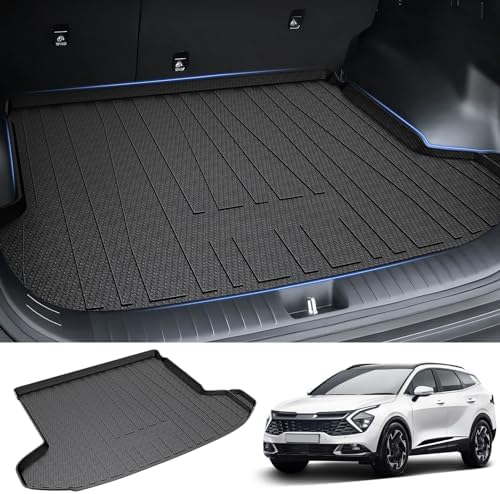 Powerty Trunk Mat Custom Fit for Kia Sportage Without Subwoofer 2023-2025(Not for PHEV), All Weather TPE Cargo Mat Liner for Sportage Rear Trunk by Powerty