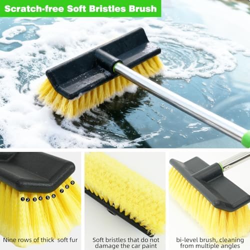 2 Pack 62" Car Wash Brush with Long Handle, Chenille Microfiber Car Wash Mop Mitt, Scratch-Free Soft Bristles Brush , Windshield Window Squeegee, Car Cleaning Kit Supplies for Car,Truck,SUV,RV,Boat - Image 3