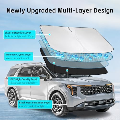 Windshield Sun Shade for Kia Carnival 2015-2026 Sunshade - Image 3