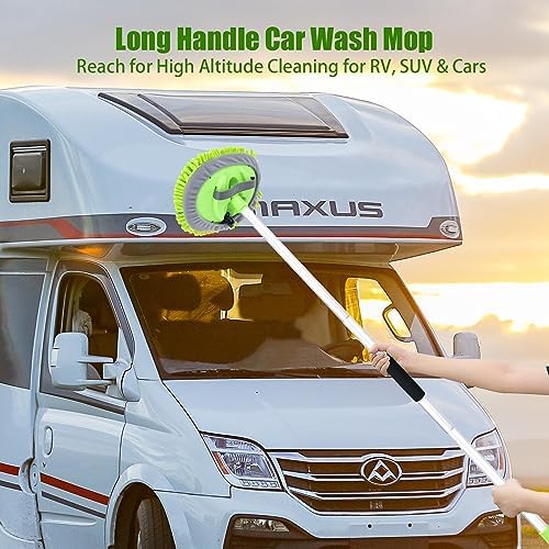 62" Car Wash Brush with Long Handle Chenille Scratch-Free Head Aluminum Pole - Image 2