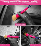 YeewayVeh 6PCS Car Detailing Brush Set, Boars Hair & Ultra Soft, Pink - Image 3