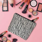 Women Cosmetic Bag Wood, Grunge Grain Wood Branch Cute Makeup Bag For Purse Cosmetic Travel Bag For Toiletries Makeup Storage Bag Flax Skincare Bag Make Up Pouch Bags, White Black - Image 3