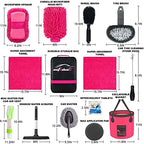 22Pcs Car Wash Cleaning Tools Kit Car Detailing Set with Canvas Bag Pink Collapsible Bucket Wash Mitt Sponge Towels Tire Brush Window Scraper Duster Complete Interior Car Care Kit - Image 6