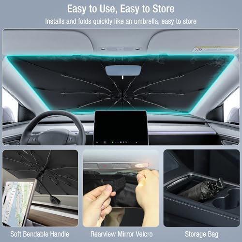 INSAUTO Custom Fit Windshield Sun Shade Umbrella for Mazda CX-5 2017-2025, Easy Fold & Store, Comes with Bag, UV & Heat Reflective, Keeps Your Car Cool - Image 4