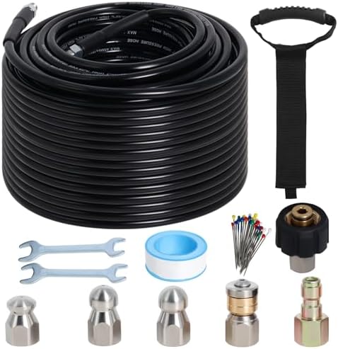 150FT Sewer Jetter Kit for Pressure Washer 5800PSI Drain Cleaner by Zejoot