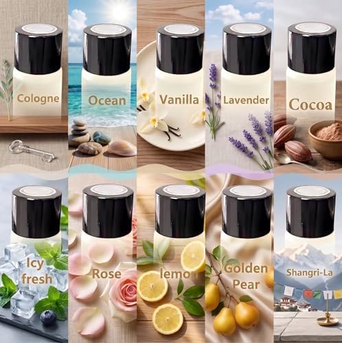 Car Air Freshener Refills–Set of 10 (10 ml each), Universal Fit for Air Vent Smart Car Fresheners(Cologne+Ocean+Vanilla+Lavender+Cocoa+Icy fresh+Rose+lemon+Golden Pear+Shangri-La) - Image 2