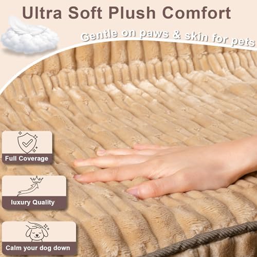Dog Car Seat Cover, Soft Plush Waterproof Back Seat Protector, Tan | Non-Slip Backing, Full Bench Coverage, Hair, Dirt & Scratch Defense, Machine Washable, Fits Cars, SUVs & Trucks - Image 2