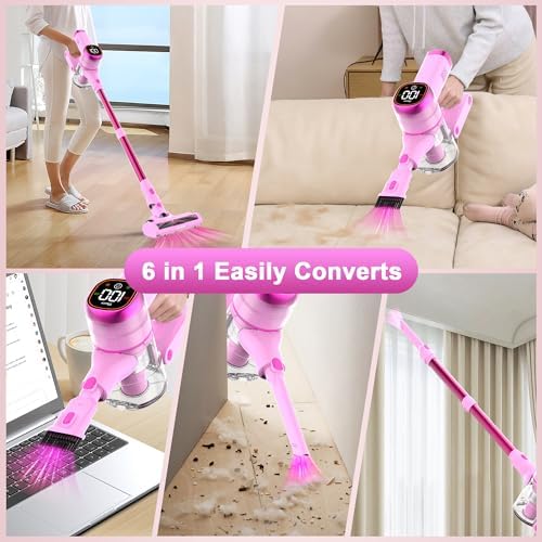 Tikom V500 Cordless Vacuum Cleaner for Home, 40000Pa/450W Stick Vacuum with LED Touch Screen, Charging Wall Dock, Anti-Tangle, Lightweight Handheld Vacuum for Pet Hair, Hard Floor, Carpet - Image 3