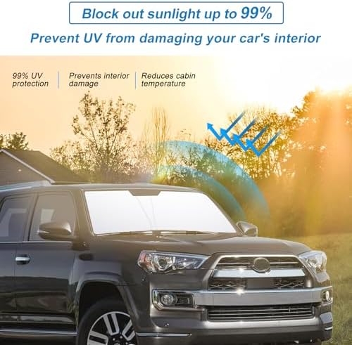 Custom Fit Windshield Sunshade Compatible with Toyota 4Runner 2010-2022 2023 2024 Accessories Blocks UV Rays Sun Visor Protector Folding Front Window Sun Shade Cover Keep Your Car Cooler - Image 3