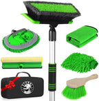 Car Wash Kit, 62'' Car Wash Brush with Long Handle, Soft Bristle Scratch-Free Car Detailing Brush Cleaning Kit, with Wash Mitt Towel Window Squeegee Tire Brush for Car SUV Truck RV Cleaning by Stemni