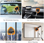 Qydipclin 7pcs Windshield Cleaner Tool Car Window Cleaning Wash Kit with 4 Reusable Microfiber Pads 1 Spray Bottle and Extendable Handle Auto Glass Wiper Kit, Orange - Image 5