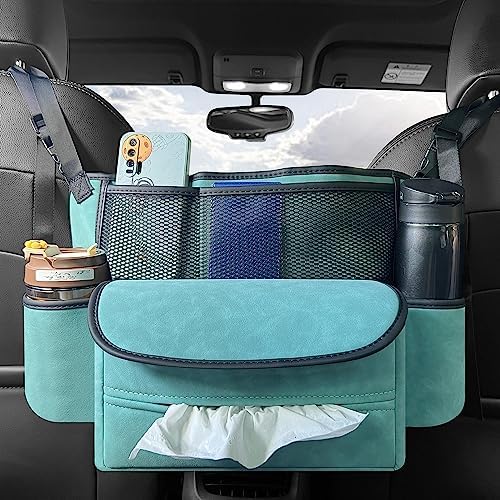 JEYODA Car Suede Seat Organizer High-capacity Seat Back Pouch Central Storage for Pickup SUVs Double-sided Tissue Storage Handbag Holder Car Accessories (Blue) by JEYODA