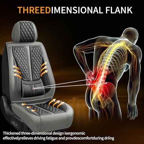 Fit Gladiator Car Seat Covers Compatible with Jeep Gladiator 2020-2024 2025 2026.Full Coverage Waterproof Leather,All-Weather Seat Cushion Protector-Easy Installation(2 Front,Grey) - Image 3