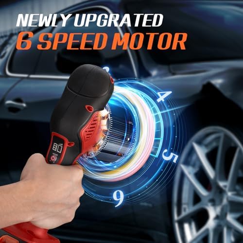 Protmex Cordless Car Buffer Polisher w/ 2x2000mAh 21V Batteries, Red - Image 4