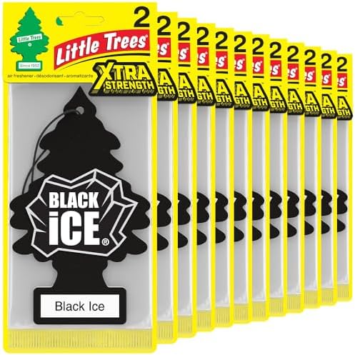 LITTLE TREES Car Air Freshener | Xtra Strength Provides Long-Lasting Scent for Auto or Home | Extra Boost of Fragrance | Black Ice, 24 Air Fresheners by LITTLETREES