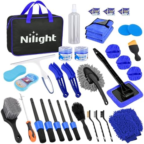 Nilight 37PCS Car Detailing Kit for Interior Exterior Car Care, Blue by Nilight