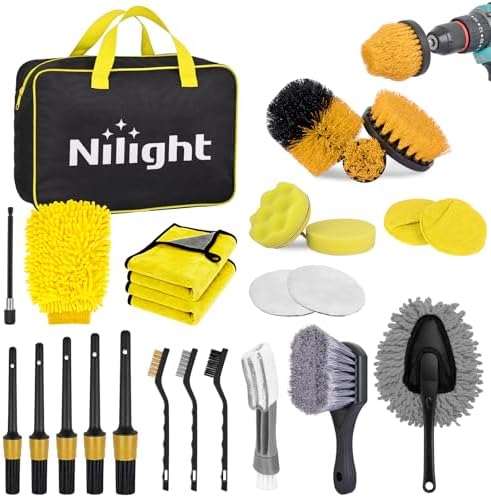Nilight 27PCS Car Detailing Kit for Interior Exterior Car Care, Yellow by Nilight
