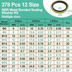 XBVV 378 Pcs NBR Metal Bonded Sealing Washer Assortment Kit M6 M8 M10 M12 M14 M16 M18 M20 M22 M24 M27 M30 Automotive Self-Centred Seal Gasket Repair Set - Image 2