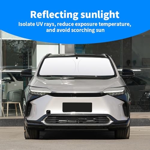 Front Windshield Sun Shade Custom Fit Compatible for Toyota BZ4X 2023-Present Sunshade Foldable UV Ray Reflector Sun Visor Protector Accessories Shield Cover Reflective (for Toyota BZ4X 2023-Present) - Image 3
