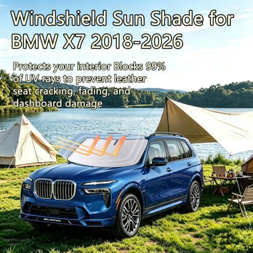 Windshield Sun Shade for BMW X7 2018-2026, 4-Layer 240T Foldable UV Block Car Accessory to Cool Interior - Image 2