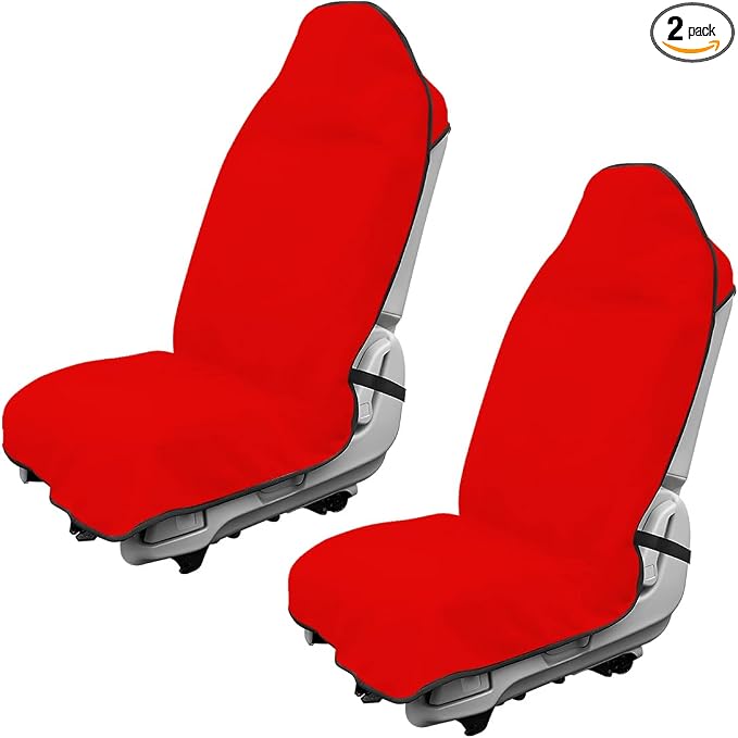 DXNQ 2PCS Car Towel Seat Cover, Waterproof Sweating Non-Slip Premium Soft Towel Carseat Protector, Universal Machine Washable Car Truck SUV Front Seat Cover for Gym Workout Beach Hiking (Red) by DXNQ