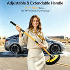 7 in 1 Car Wash Kit with 20L Folding Bucket & Brush, Extendable Car Wash Brush with 40.5" Long Handle, 15° Curved Aluminum Pole, Scratch-Free Microfiber Chenille Mop for SUV Truck RV, Yellow - Image 4