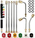 Selkie Pressure Washer Extension Wand Upgrade Power Washer Lance with Spray Nozzle Tips,30°,90°,120° Curved Rod, 1/4’’Quick Connect, Replacement for Anti-Leaked Ring 4000 PSI… by SELKIE