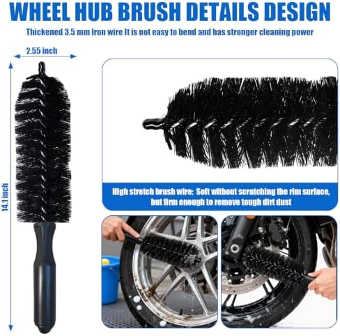 13PCS Motorcycle Cleaning Kit, Motorcycle Detailing Kit Overall Cleaner Tools Car Washing Brush Rims Cleaning Kit Chain Tire Wheel Brush Set Chain Tire for Car Bike Motorbike (Blue) - Image 3