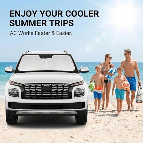 Windshield Sun Shade for Hyundai Venue 2020-2024 2025 Sunshade Front Window Shade Custom Fit Venue Accessories Sun Visor Foldable Shade Blocks UV Rays Accessories - Image 4