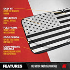 Motor Trend Windshield Sun Shade with Black & Gray American Flag Design - Front Car Sun Shade for Interior UV Protection - Foldable Sun Visor for Car Sunshade Truck Automotive Accessories - (65 x 33) - Image 6