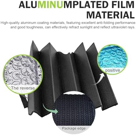 Car Window Shades, Front Window Sunshade Cover, Keep Vehicle Cool, Foldable Blocks Car Accessories (Black, 57x27In) - Image 3