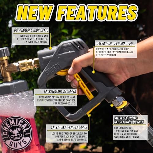 Chemical Guys, Snubby Short Pressure Washer Gun with Foam Cannon Attachment - Image 6