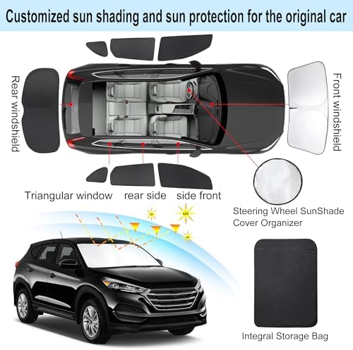 TINGLU Window Shades for Hyundai Tucson 2016-2021 (Not for 2022 Tucson) Accessories Car Side Full Windows Rear Triangular Windshield Sun Shade Sun UV Rays Privacy Protection for Camping Napping 8PCS - Image 3