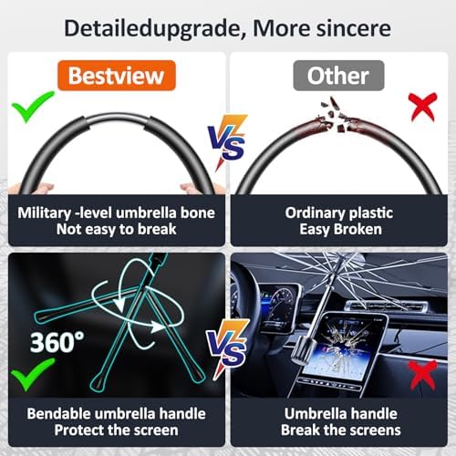 Bestview Windshield Sun Shade Umbrella for 2012-2017 Toyota Camry,Custom Fit Front Window Sunshade Sun Visor Blocks UV Rays & Keeps Your Vehicle Cool, 360° Rotation Bendable Shaft - Image 6
