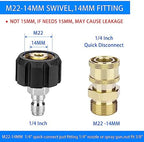 Pressure Washer Quick Connect, M22-14MM To 1/4 Inch Adapter Fittings, 2 Set - Image 2