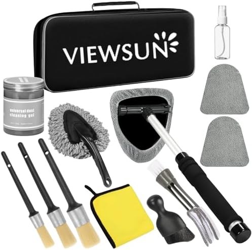 Windshield Cleaner Tool, 13Pcs Car Interior Cleaning Kit, Car Detailing Kit Interior Cleaner, Car Detailing Brushes, Car Cleaning Gel, Inside Cleaning Supplies Accessories for Women Men by Viewsun