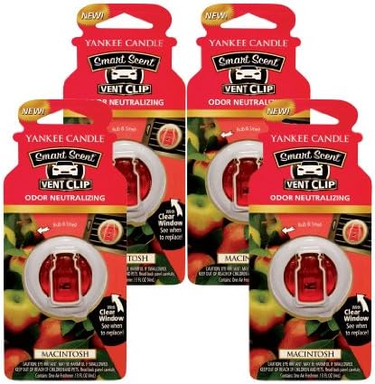 Yankee Candle Car Freshener Smart-Scent Vent Clips, 4-Pack (Macintosh) by YankeeCandle