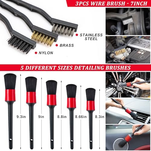 39Pcs Car Wash Cleaning Kit with Foam Gun Sprayer Detailing Brushes Collapsible Bucket Windshield Cleaning Tool Tire Brush Towels Complete Interior Exterior Detailing Set for Car - Image 5