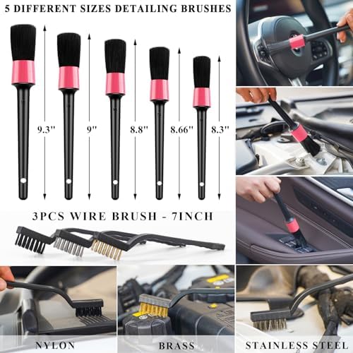 41Pcs Car Cleaning Kit, Interior Detailing Kit with High Power Handheld Vacuum, Detailing Brush Set, Windshield Tool, Snow Shovel, Pink Complete Auto Accessories for Women - Image 5