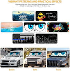 Windshield Sun Shade for Car, 63"x28.5" Stylish Printed Front Window Sunshade with Double Steel Ring Frame, Universal Fit Foldable Heat Blocker & UV Protector, with Storage Pouch (Eyes) - Image 4