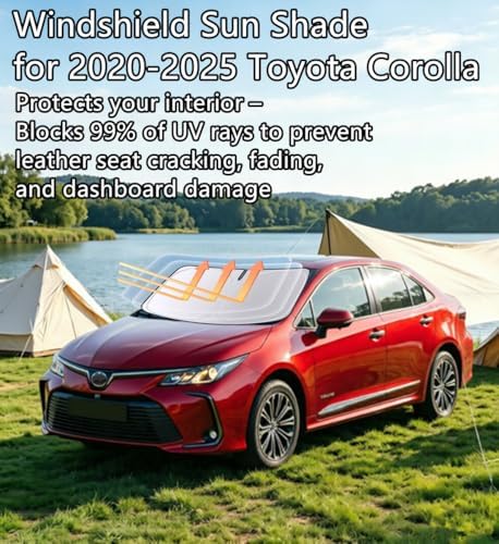 Windshield Sun Shade for 2020-2024 2025 Toyota Corolla (Not for Corolla Cross) Foldable Car Front Window Sunshade Accessories 240 T Sun Visor Protector Reflective Cover Block UV Rays & Sun Heat - Image 2