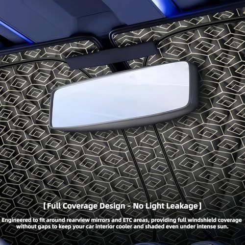 Foldable Windshield Sunshade | 5-Layer Laser Reflective Oxford Fabric Car Sun Shade with Steel Frame | UV Protection Heat Shield Sun Visor | Keeps Interior Cool & Protects Dashboard M (55 x 27.5 in) - Image 5