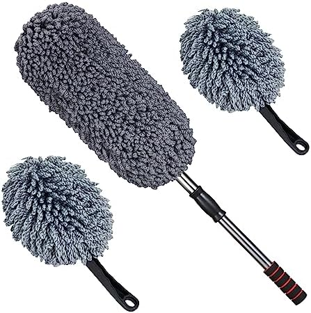 IPELY 3 Pack Large Microfiber Car Duster Exterior Scratch Free with Extendable, Car Duster Interior Multipurpose dust Cleaning by IPELY