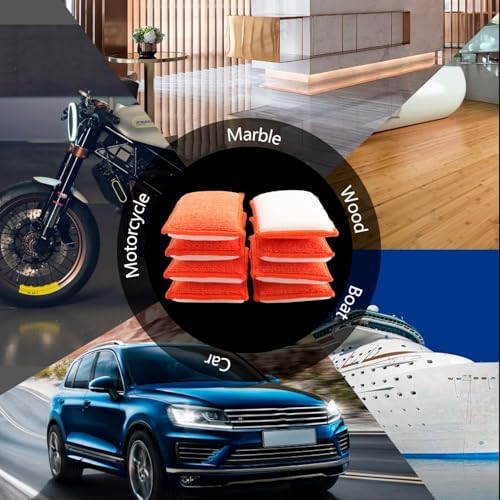 SPTA Car Interior Scrubbing Sponge, 8Pcs Scrub Ninja, Microfiber Car Wax Applicator, Car Wash Sponges for Car, Boat, Wood, Marble and Motorcycle, 6in x 3.3in x 0.8in - Image 5