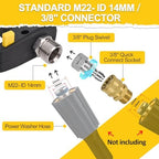 BEAR FORCE High Pressure Washer Short Spray Gun Inlet M22-ID14mm Max 5000 PSI with Nozzle Tips Holder & M22-15mm Connector & 3/8'' Quick Connector Swivel, Power Washer Gun Compatible with Foam Cannon - Image 3